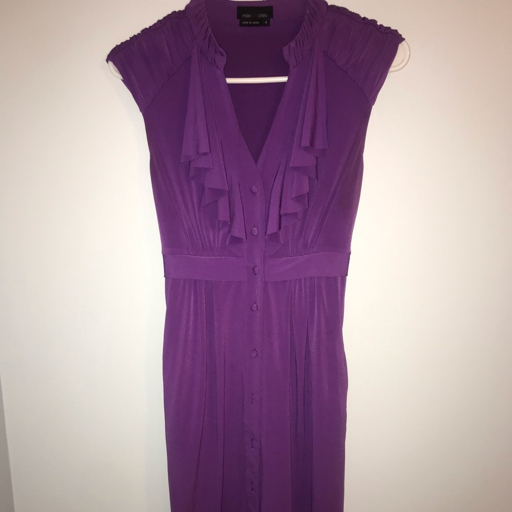 Cap sleeve front button dress with belt